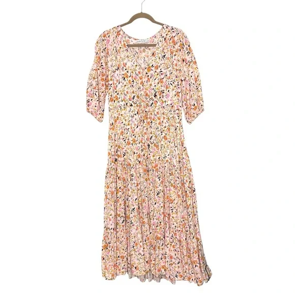 Petal And Pup Kelda Floral Midi Dress Cottage Core Prairie Boho size Medium - Picture 2 of 8